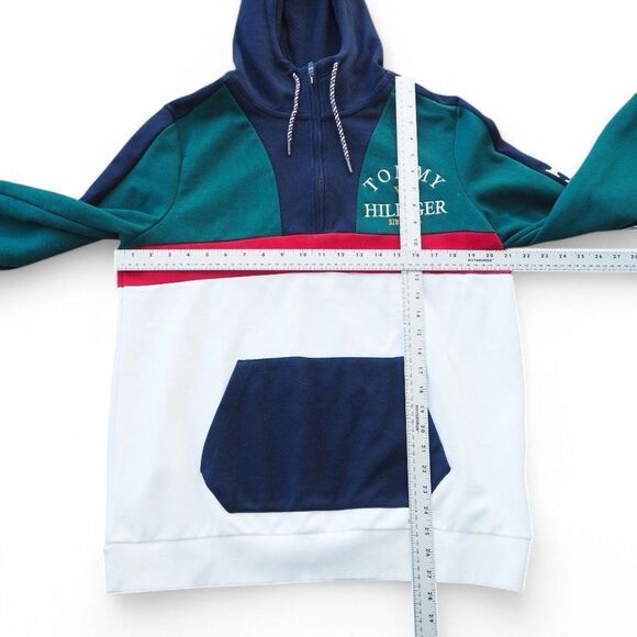 Tommy Hilfiger Embroidered Nautical Flag Colorblock Quarter Zip Hoodie Men's S - Picture 4 of 11